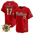 Men's Phillies Armed Forces Day Vapor Premier Limited Jersey - All Stitched - Red, Rhys Hoskins