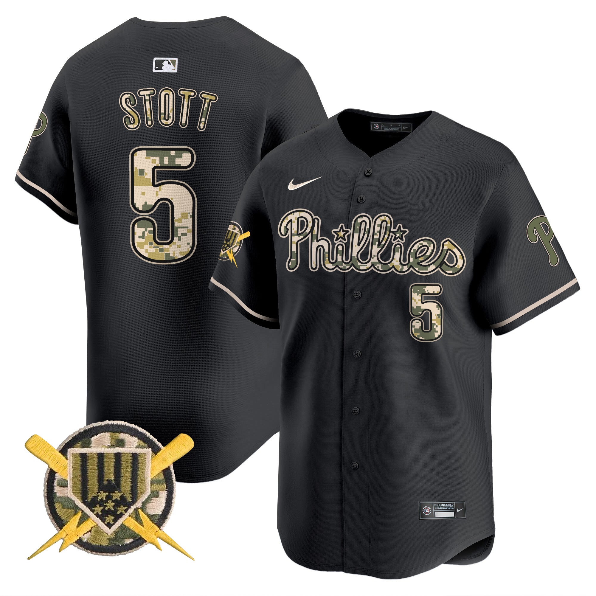 Men's Phillies Armed Forces Day Vapor Premier Limited Jersey - All Stitched - Black, Bryson Stott