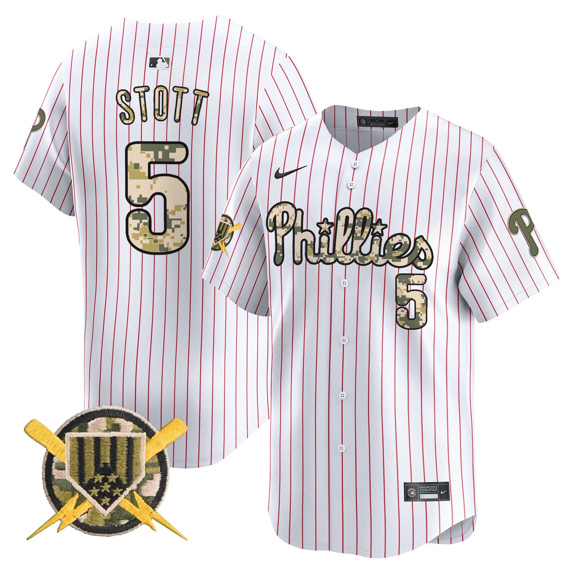 Men's Phillies Armed Forces Day Vapor Premier Limited Jersey - All Stitched - Pinstripe, Bryson Stott