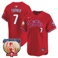 Men's Phillies Cole Hamels Patch Vapor Premier Limited Jersey - All Stitched - Red, Trea Turner