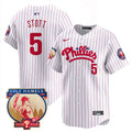 Men's Phillies Cole Hamels Patch Vapor Premier Limited Jersey - All Stitched - White Pinstripe, Bryson Stott