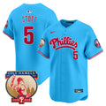 Men's Phillies Cole Hamels Patch Vapor Premier Limited Jersey - All Stitched - Light Blue, Bryson Stott