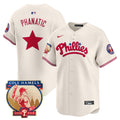 Men's Phillies Cole Hamels Patch Vapor Premier Limited Jersey - All Stitched - Cream, Phanatic