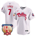 Men's Phillies Cole Hamels Patch Vapor Premier Limited Jersey - All Stitched - White Pinstripe, Trea Turner