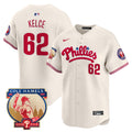 Men's Phillies Cole Hamels Patch Vapor Premier Limited Jersey - All Stitched - Cream, Jason Kelce