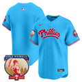 Men's Phillies Cole Hamels Patch Vapor Premier Limited Jersey - All Stitched - Light Blue, Team