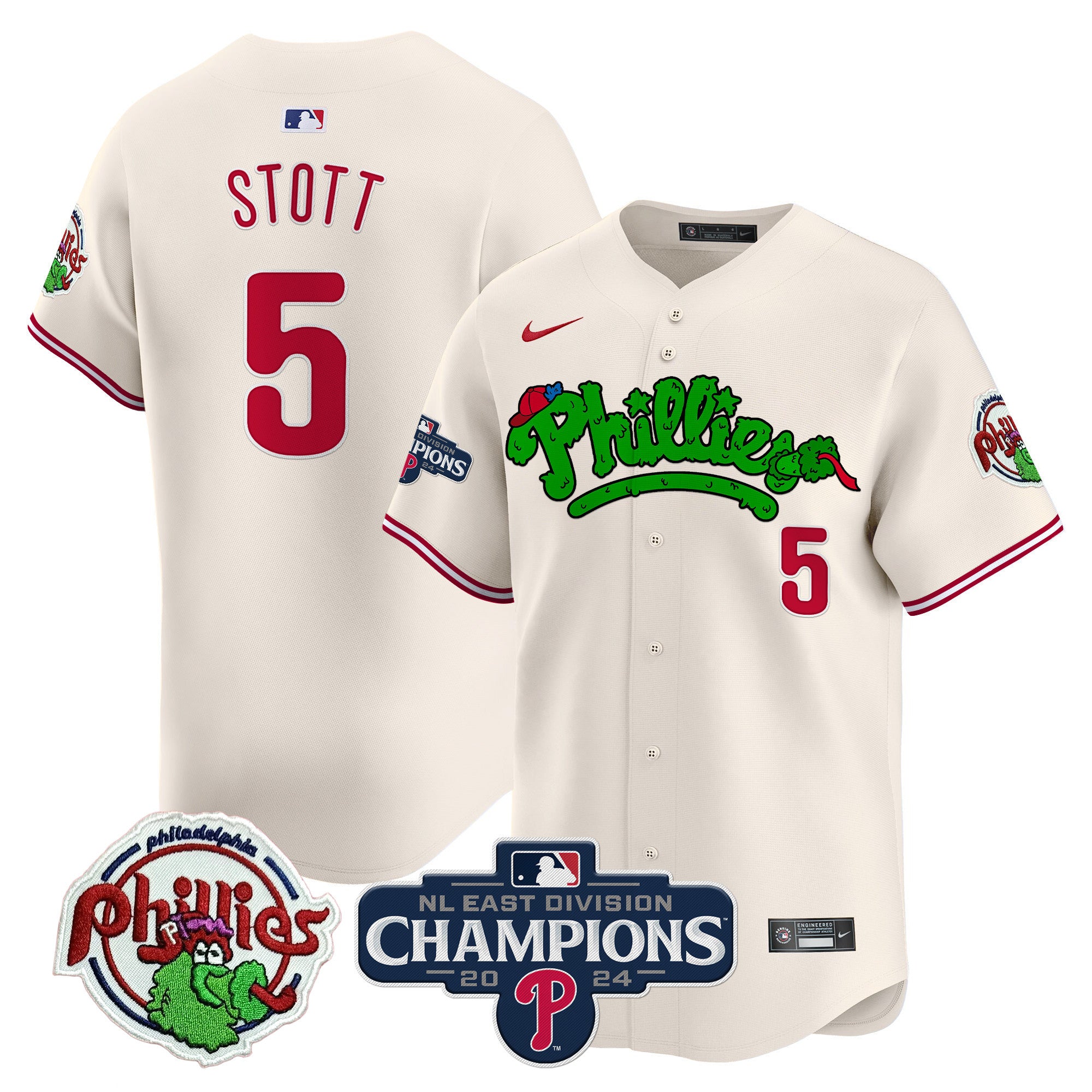 Men's Phillies Phanatic 2024 NL East Division Champions Vapor Premier Limited Jersey - All Stitched - Cream, Bryson Stott