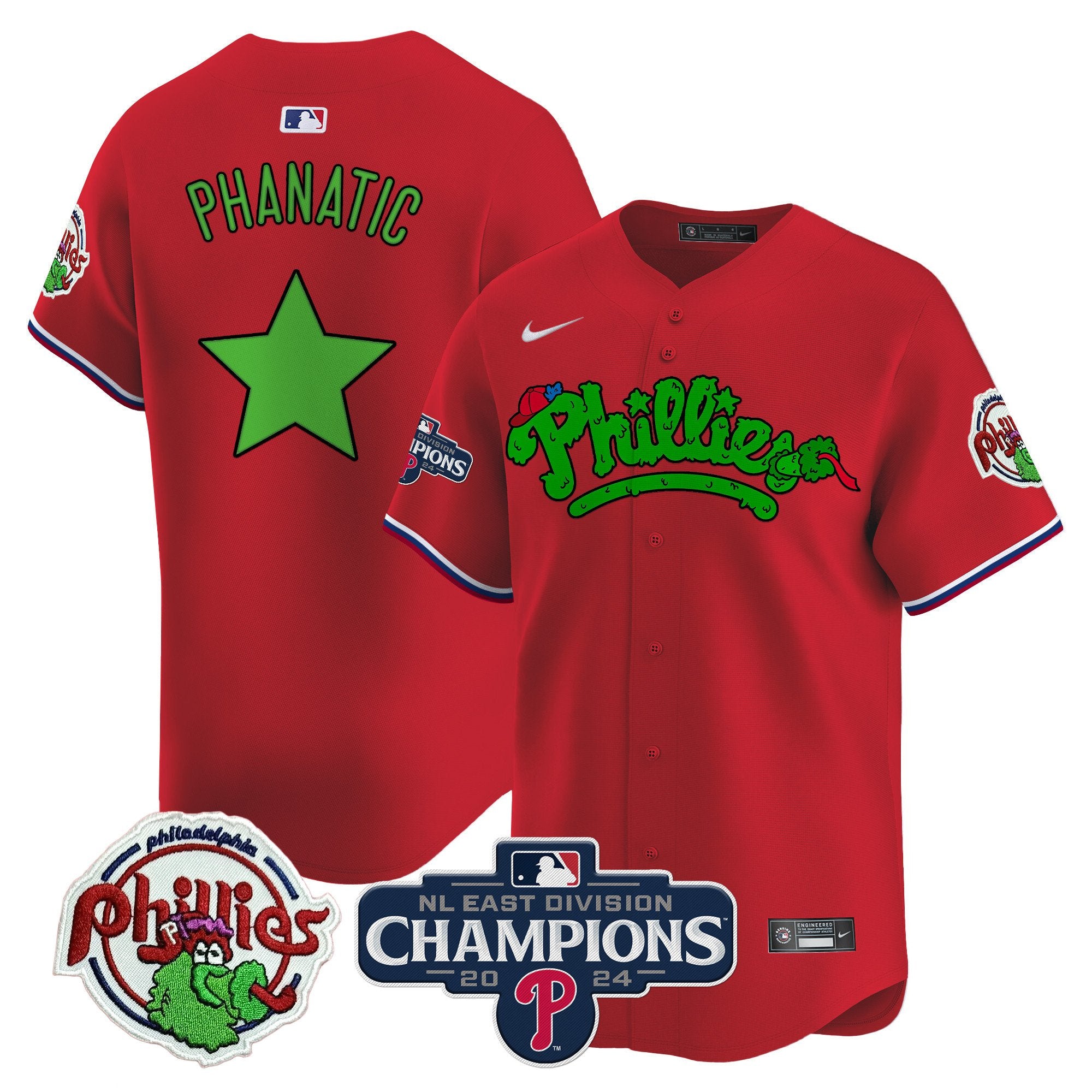 Men's Phillies Phanatic 2024 NL East Division Champions Vapor Premier Limited Jersey - All Stitched - Red, Phanatic