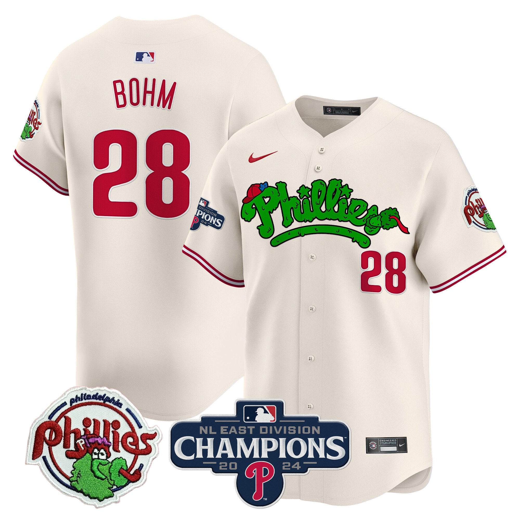 Men's Phillies Phanatic 2024 NL East Division Champions Vapor Premier Limited Jersey - All Stitched - Cream, Alec Bohm