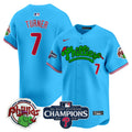 Men's Phillies Phanatic 2024 NL East Division Champions Vapor Premier Limited Jersey - All Stitched - Light Blue, Trea Turner
