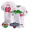 Men's Phillies Phanatic 2024 NL East Division Champions Vapor Premier Limited Jersey - All Stitched - White Pinstripe, Jason Kelce
