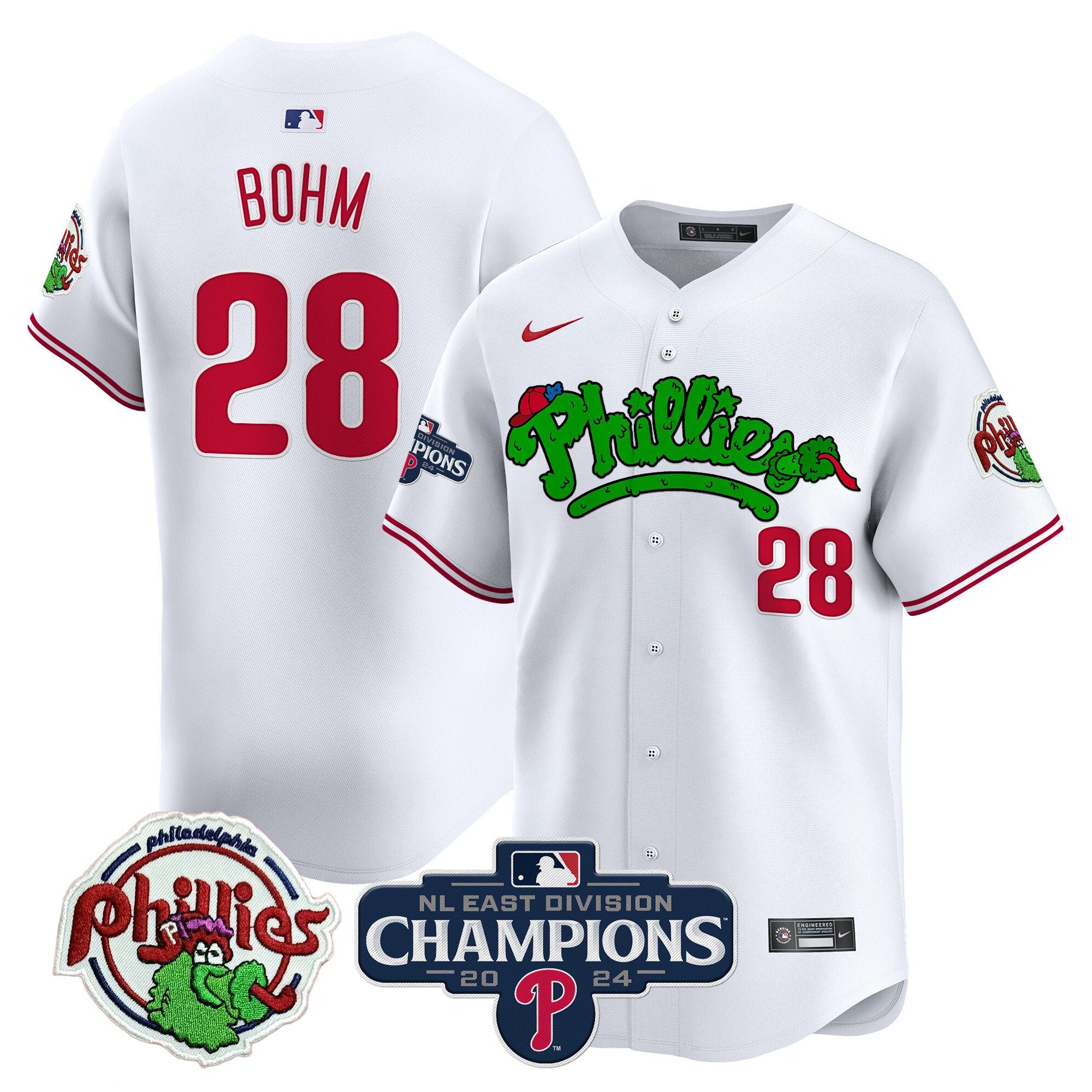 Men's Phillies Phanatic 2024 NL East Division Champions Vapor Premier Limited Jersey - All Stitched - White, Alec Bohm