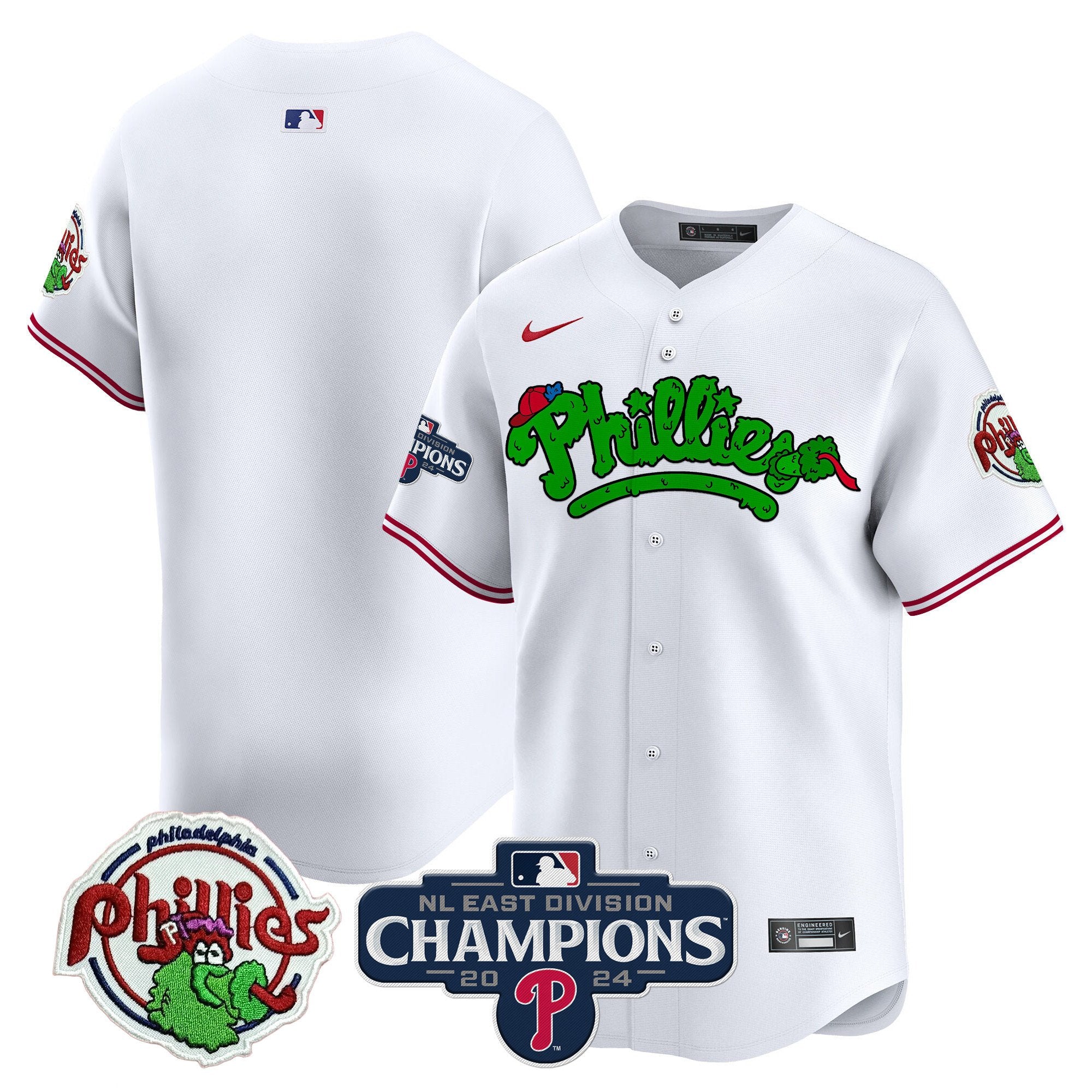 Men's Phillies Phanatic 2024 NL East Division Champions Vapor Premier Limited Jersey - All Stitched - White, Team