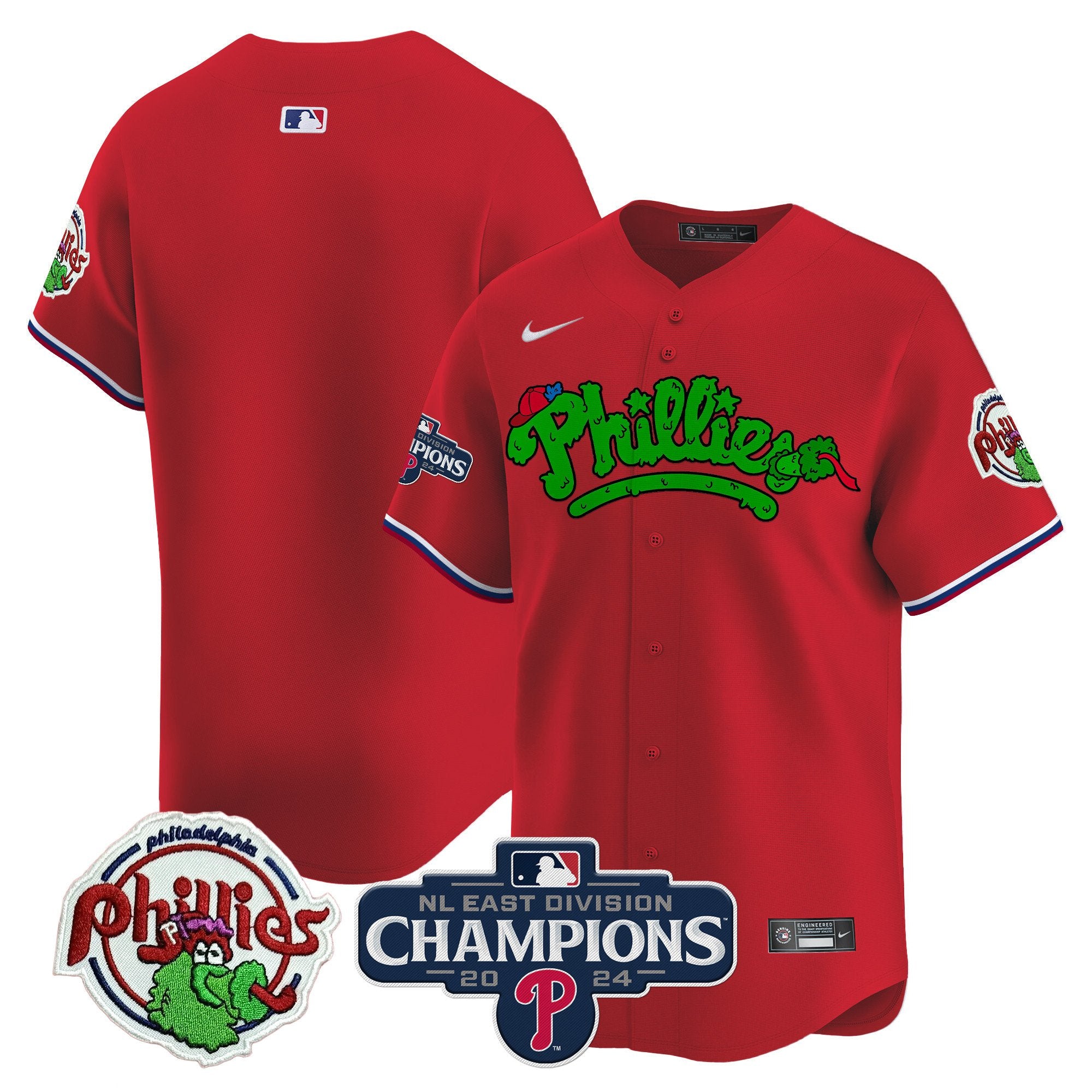 Men's Phillies Phanatic 2024 NL East Division Champions Vapor Premier Limited Jersey - All Stitched - Red, Team