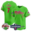 Men's Phillies Phanatic 2024 NL East Division Champions Vapor Premier Limited Jersey - All Stitched - Green, Trea Turner