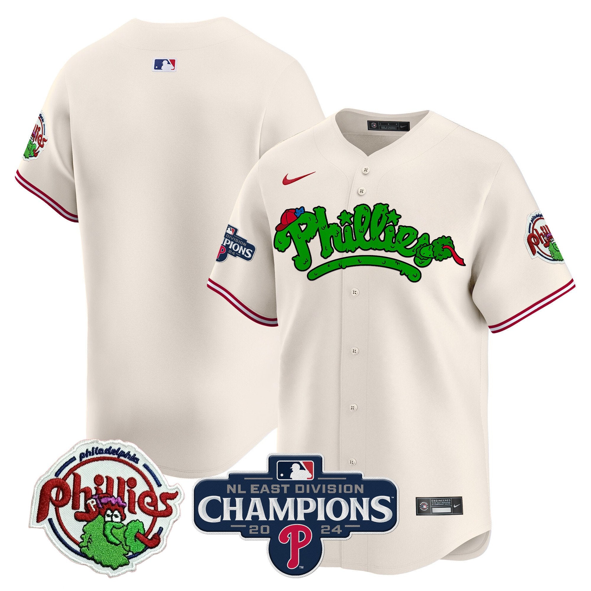 Men's Phillies Phanatic 2024 NL East Division Champions Vapor Premier Limited Jersey - All Stitched - Cream, Team
