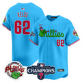 Men's Phillies Phanatic 2024 NL East Division Champions Vapor Premier Limited Jersey V2 - All Stitched - Light Blue, Jason Kelce