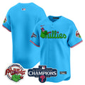 Men's Phillies Phanatic 2024 NL East Division Champions Vapor Premier Limited Jersey V2 - All Stitched - Light Blue, Team
