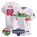 Men's Phillies Phanatic 2024 NL East Division Champions Vapor Premier Limited Jersey V2 - All Stitched - White Pinstripe, Jason Kelce