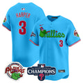 Men's Phillies Phanatic 2024 NL East Division Champions Vapor Premier Limited Jersey V2 - All Stitched - Light Blue, Bryce Harper