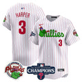 Men's Phillies Phanatic 2024 NL East Division Champions Vapor Premier Limited Jersey V2 - All Stitched - White Pinstripe, Bryce Harper
