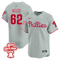 Men's Phillies Red Octorber Patch Vapor Premier Limited Jersey - All Stitched - Gray Road, Jason Kelce