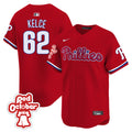 Men's Phillies Red Octorber Patch Vapor Premier Limited Jersey - All Stitched - Red, Jason Kelce