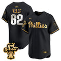 Men's Phillies Red Octorber Patch Vapor Premier Limited Jersey - All Stitched - Black Gold, Jason Kelce