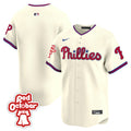 Men's Phillies Red Octorber Patch Vapor Premier Limited Jersey - All Stitched - Cream, Team