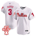 Men's Phillies Red Octorber Patch Vapor Premier Limited Jersey - All Stitched - White, Bryce Harper