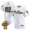 Men's Phillies Red Octorber Patch Vapor Premier Limited Jersey - All Stitched - White Gold, Jason Kelce