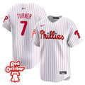 Men's Phillies Red Octorber Patch Vapor Premier Limited Jersey - All Stitched - White, Trea Turner
