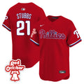Men's Phillies Red Octorber Patch Vapor Premier Limited Jersey - All Stitched - Red, Garrett Stubbs