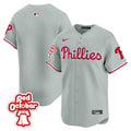 Men's Phillies Red Octorber Patch Vapor Premier Limited Jersey - All Stitched - Gray Road, Team