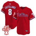 Men's Phillies Red Octorber Patch Vapor Premier Limited Jersey - All Stitched - Red, Nick Castellanos