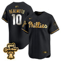 Men's Phillies Red Octorber Patch Vapor Premier Limited Jersey - All Stitched - Black Gold, J.T.Realmuto