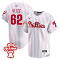 Men's Phillies Red Octorber Patch Vapor Premier Limited Jersey - All Stitched - White, Jason Kelce