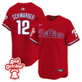 Men's Phillies Red Octorber Patch Vapor Premier Limited Jersey - All Stitched - Red, Kyle Schwarber