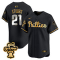 Men's Phillies Red Octorber Patch Vapor Premier Limited Jersey - All Stitched - Black Gold, Garrett Stubbs