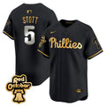Men's Phillies Red Octorber Patch Vapor Premier Limited Jersey - All Stitched - Black Gold, Bryson Stott