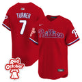 Men's Phillies Red Octorber Patch Vapor Premier Limited Jersey - All Stitched - Red, Trea Turner