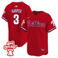 Men's Phillies Red Octorber Patch Vapor Premier Limited Jersey - All Stitched - Red, Bryce Harper