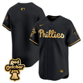 Men's Phillies Red Octorber Patch Vapor Premier Limited Jersey - All Stitched - Black Gold, Team
