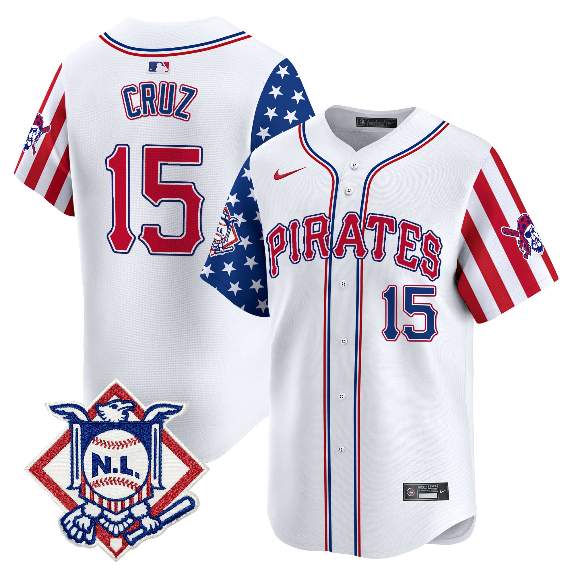 Men's Pittsburgh Pirates 2024 Fourth of July Vapor Premier Limited Jersey - All Stitched - White, Oneil Cruz