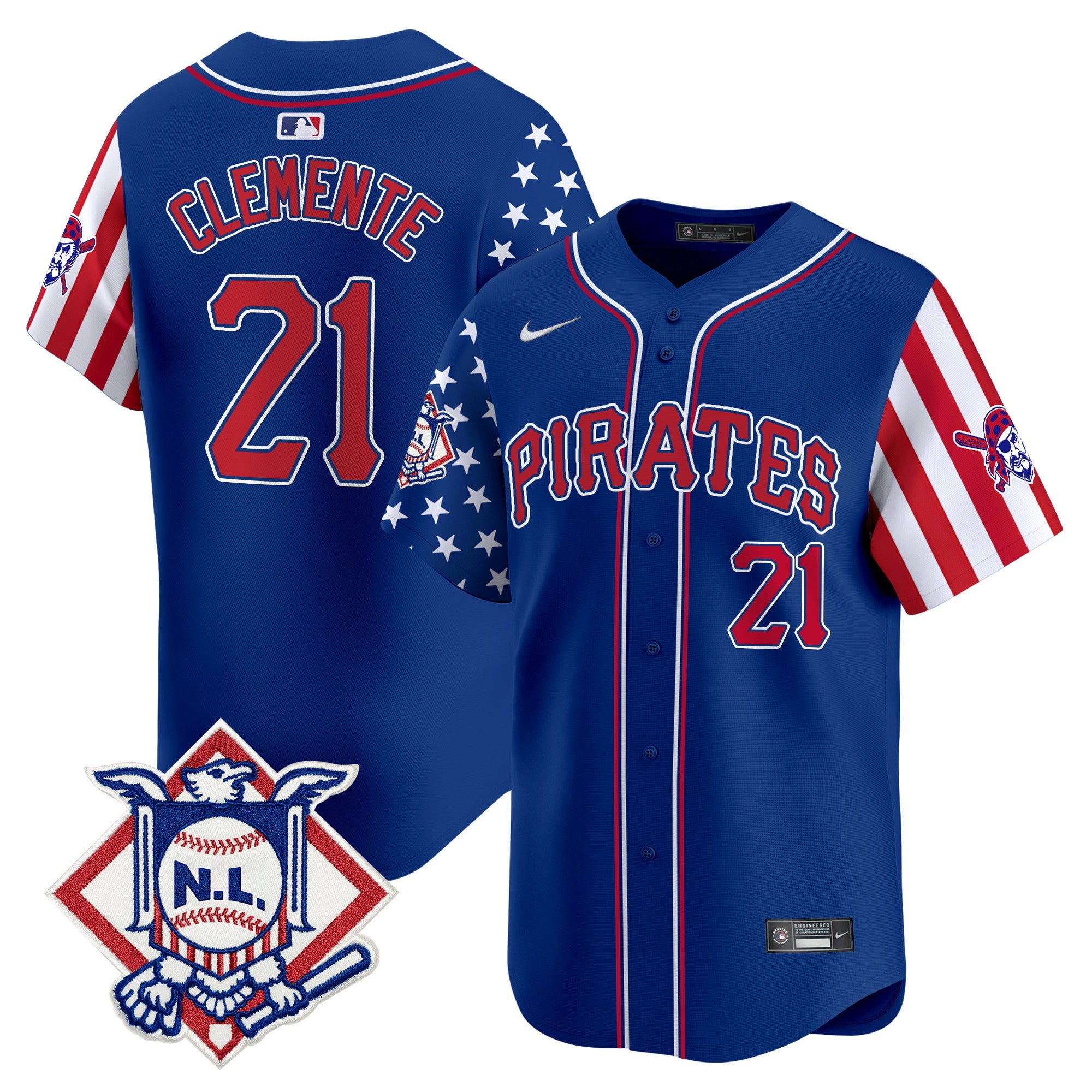 Men's Pittsburgh Pirates 2024 Fourth of July Vapor Premier Limited Jersey - All Stitched - Royal, Roberto Clemente
