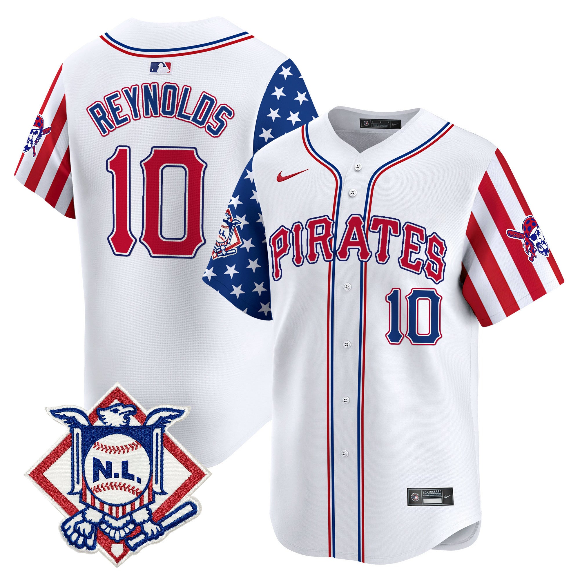 Men's Pittsburgh Pirates 2024 Fourth of July Vapor Premier Limited Jersey - All Stitched - White, Bryan Reynolds