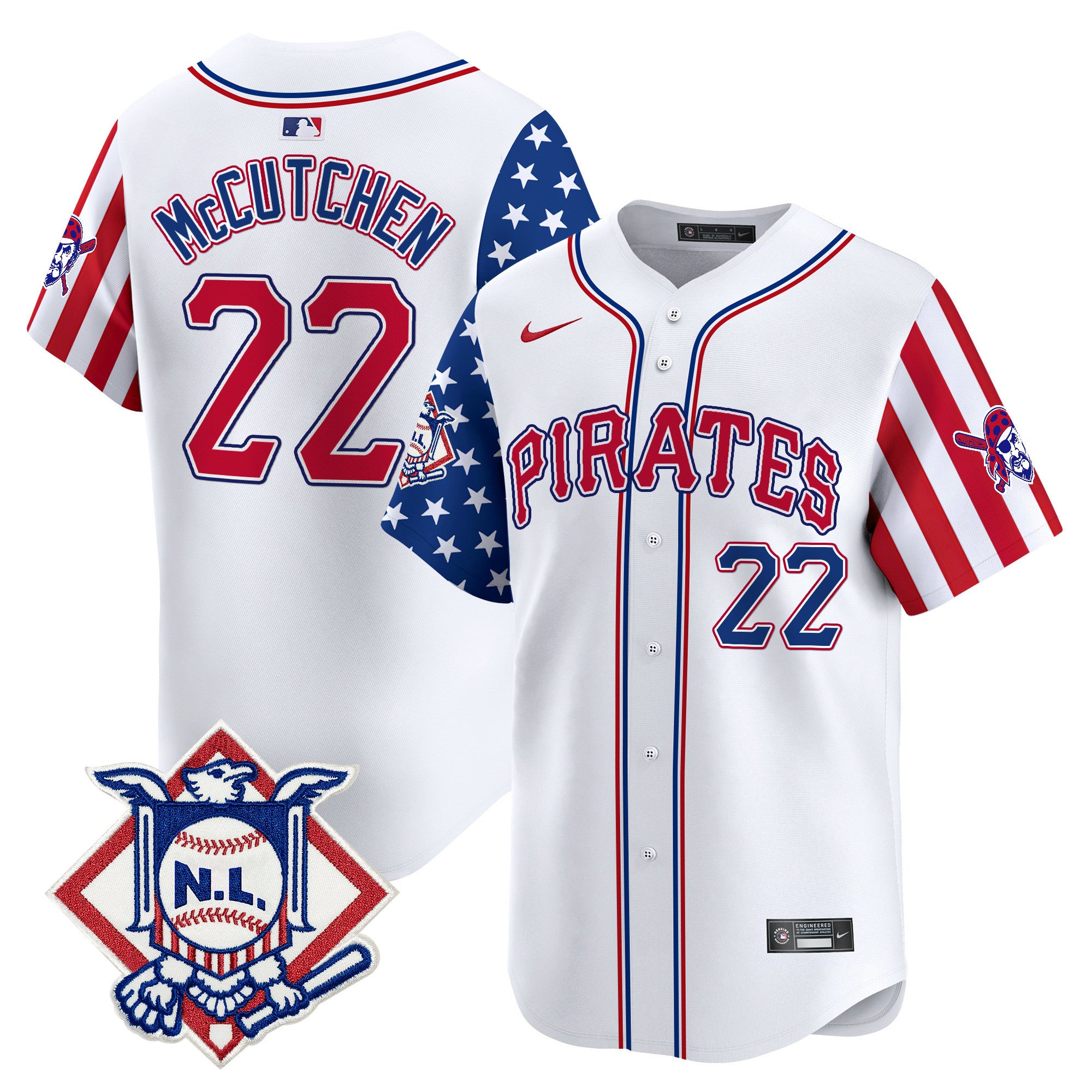 Men's Pittsburgh Pirates 2024 Fourth of July Vapor Premier Limited Jersey - All Stitched - White, Andrew Mccutchen