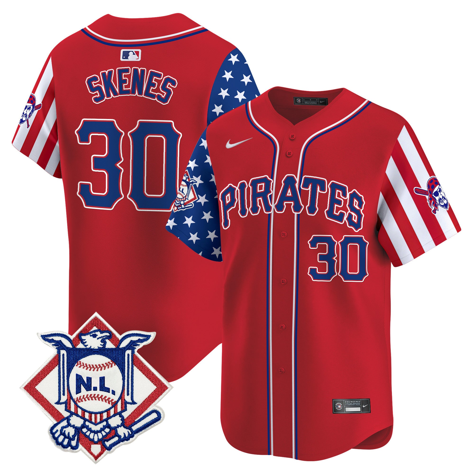 Men's Pittsburgh Pirates 2024 Fourth of July Vapor Premier Limited Jersey - All Stitched - Red, Paul Skenes