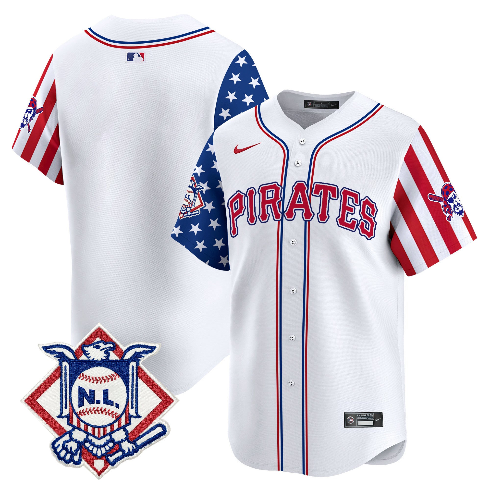 Men's Pittsburgh Pirates 2024 Fourth of July Vapor Premier Limited Jersey - All Stitched - White, Team