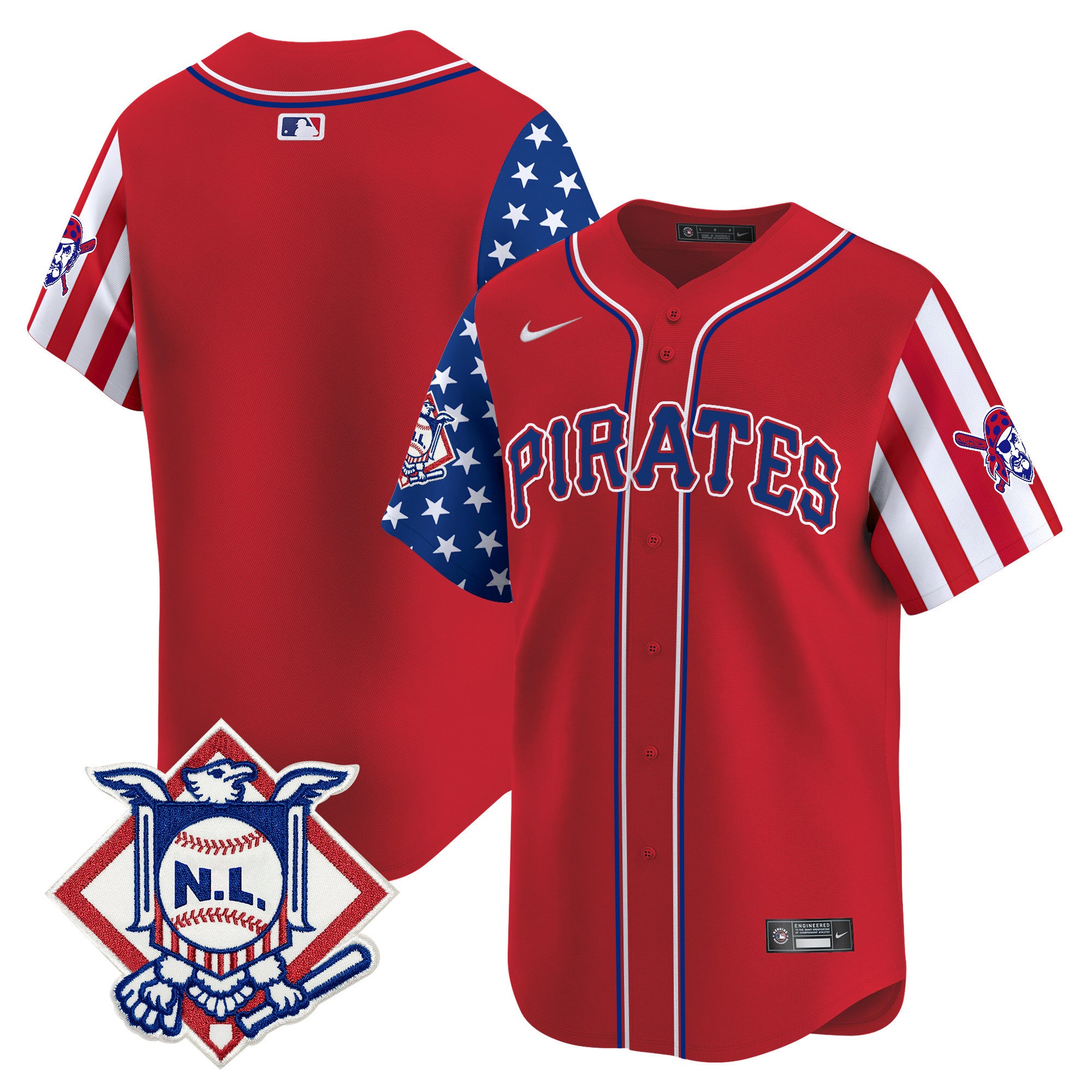 Men's Pittsburgh Pirates 2024 Fourth of July Vapor Premier Limited Jersey - All Stitched - Red, Team